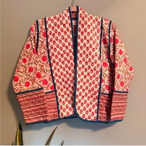 Floral Patterned Jacket with Teal Accents